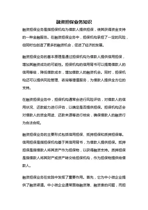 融资担保业务知识