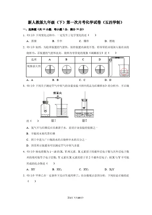 新人教版九年级(下)第一次月考化学试卷(五四学制)