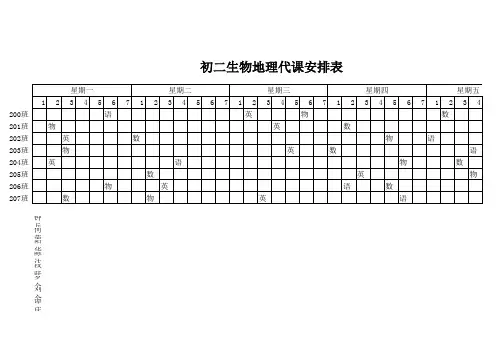 中考后生地代课课表