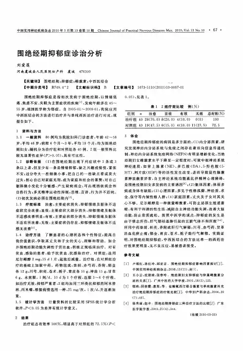 围绝经期抑郁症诊治分析