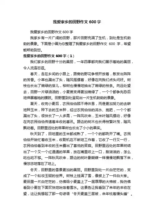 我爱家乡的田野作文600字