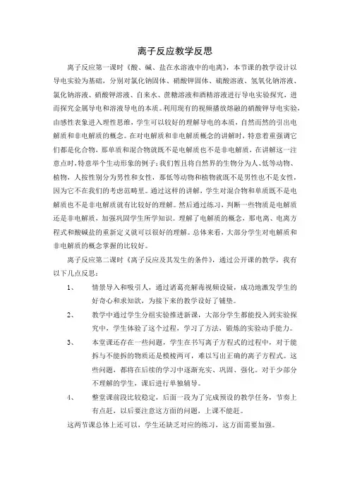 《离子反应》教学反思