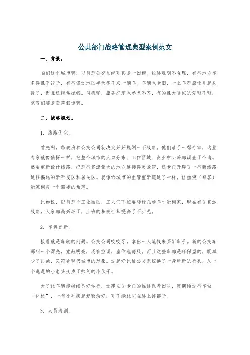 公共部门战略管理典型案例范文