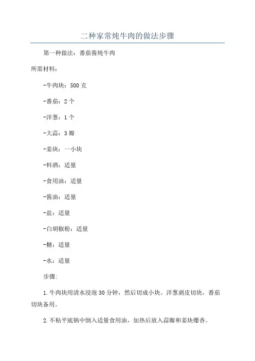 二种家常炖牛肉的做法步骤