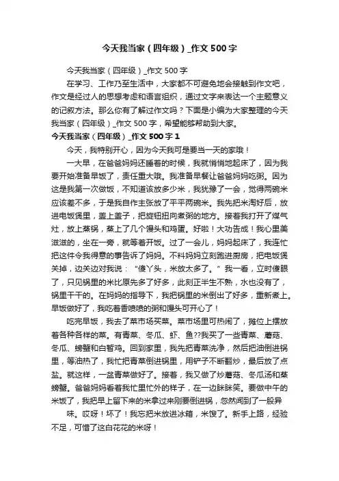 今天我当家（四年级）_作文500字