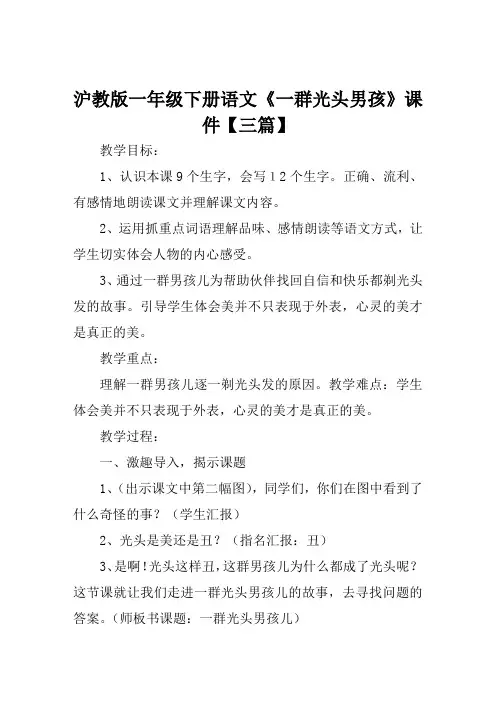沪教版一年级下册语文《一群光头男孩》课件【三篇】
