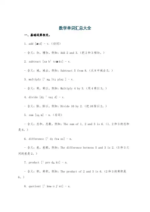 数学单词汇总大全