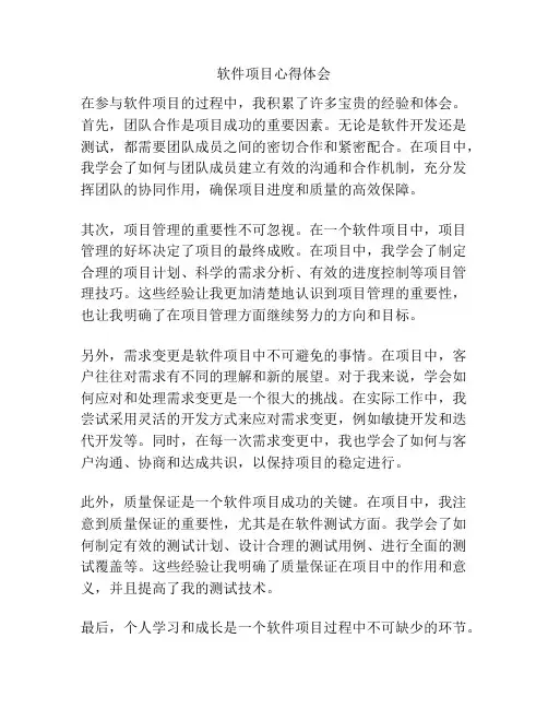 软件项目心得体会