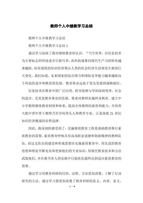 教师个人中继教学习总结