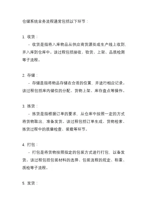 仓储系统业务流程
