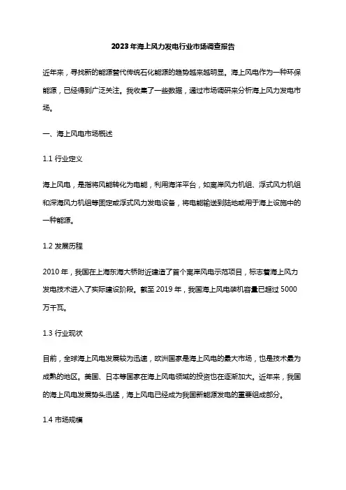 2023年海上风力发电行业市场调查报告