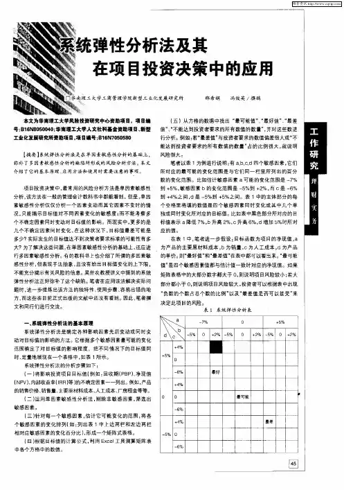 系统弹性分析法及其在项目投资决策中的应用
