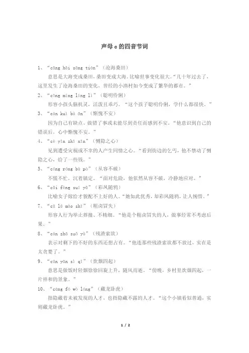 声母c的四音节词
