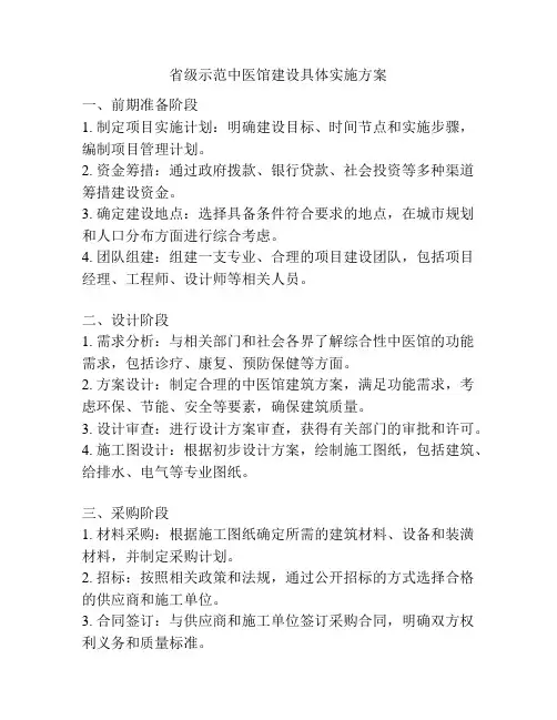 省级示范中医馆建设具体实施方案