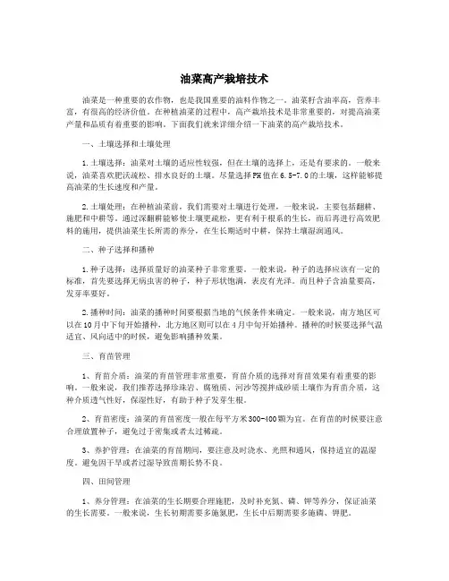 油菜高产栽培技术