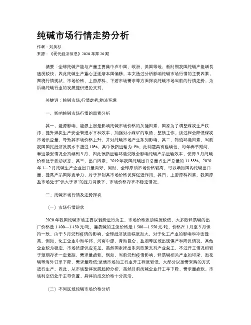 纯碱市场行情走势分析