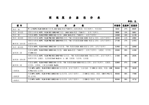 联想服务器报价表