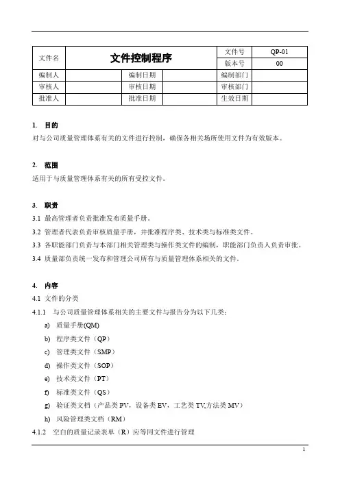 文件控制程序模板