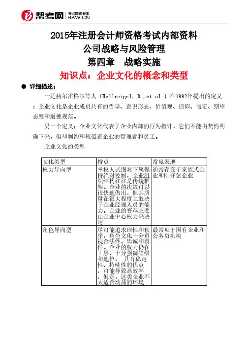 第四章 战略实施-企业文化的概念和类型