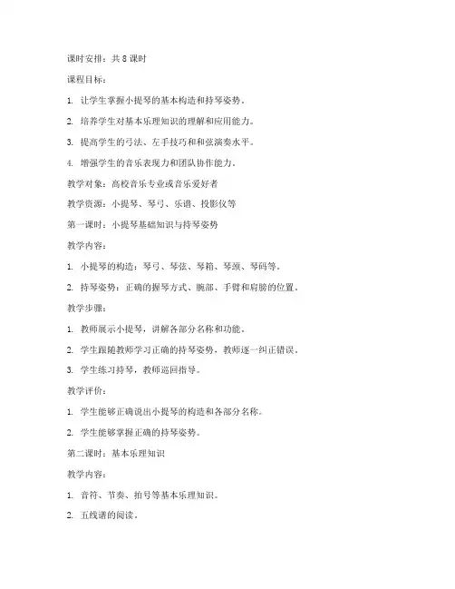 高校小提琴教案模板范文