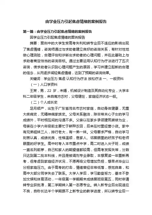 由学业压力引起焦虑情绪的案例报告