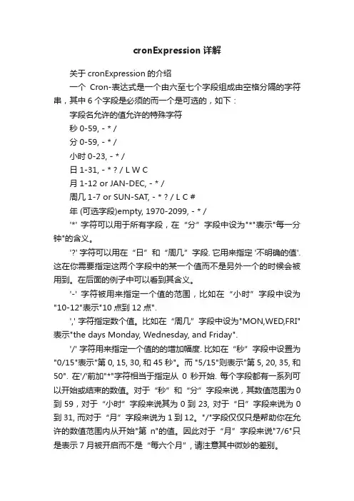 cronExpression详解