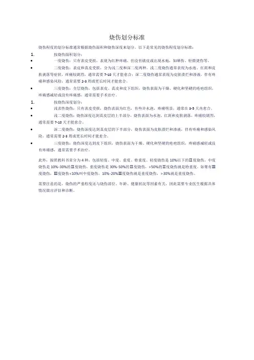 烧伤划分标准