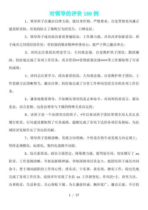 对领导的评价