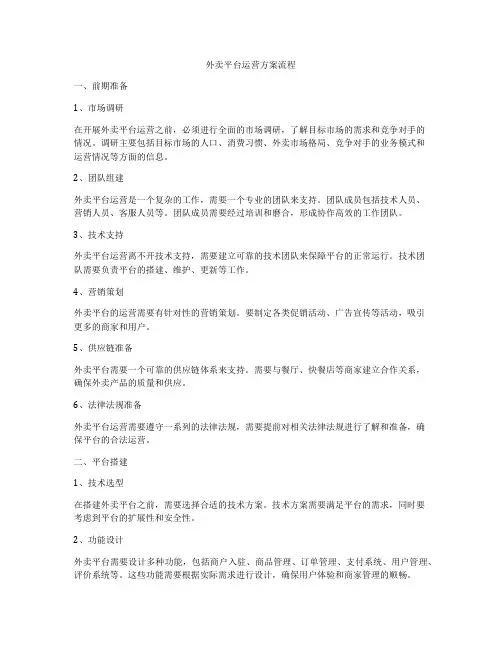 外卖平台运营方案流程