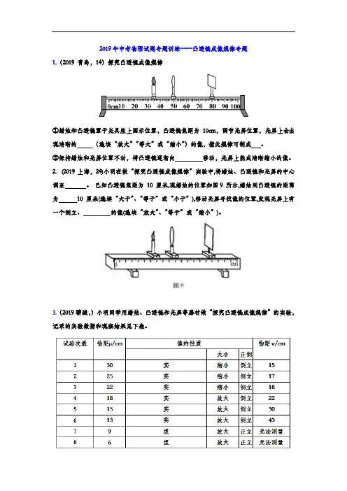 2019年中考物理试题专题训练——凸透镜成像规律专题(word版含答案)