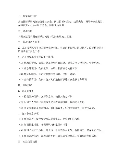 雨季深基坑应急预案