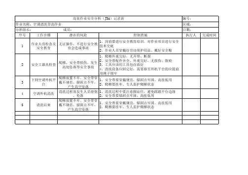 空调清洗登高JSA分析