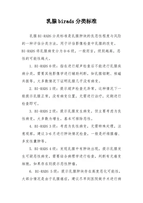 乳腺birads分类标准