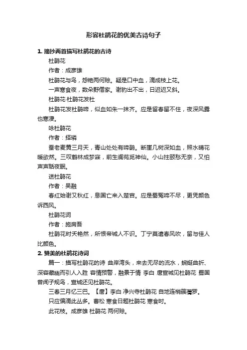 形容杜鹃花的优美古诗句子