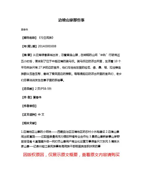 边境山寨那些事
