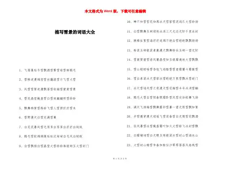 描写雪景的词语大全 