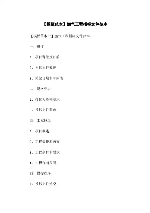 【模板范本】燃气工程招标文件范本