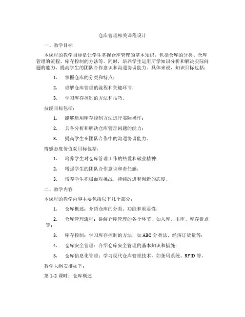 仓库管理相关课程设计