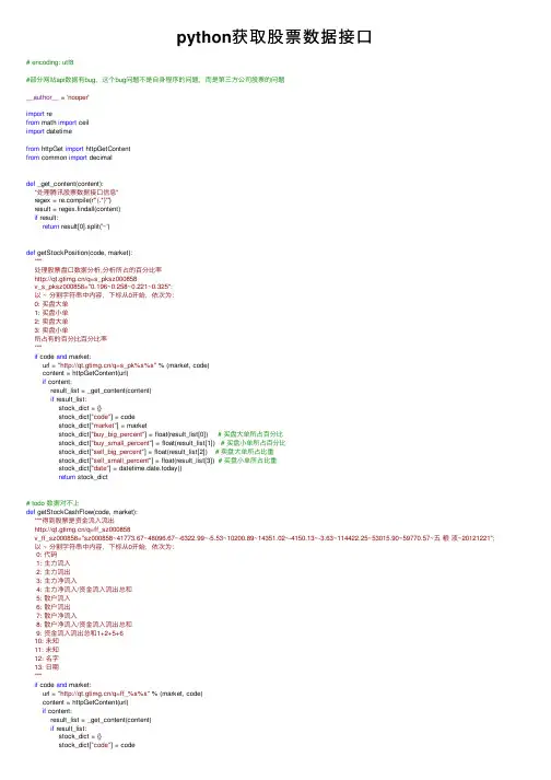 python获取股票数据接口