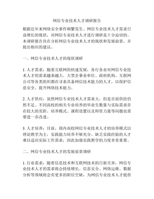 网信专业技术人才调研报告