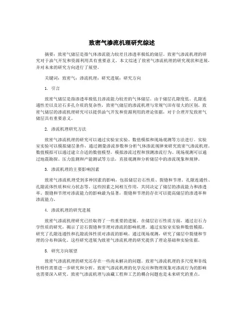 致密气渗流机理研究综述