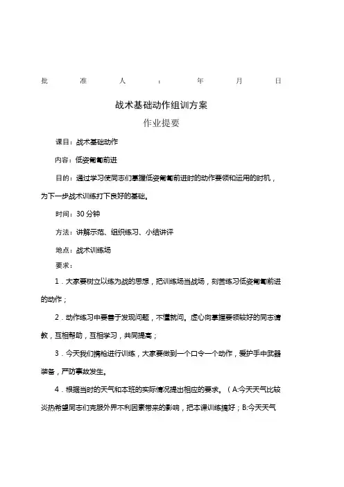战术基础动作组训方案低姿匍匐