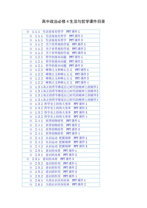 高中政治必修4生活与哲学课件目录