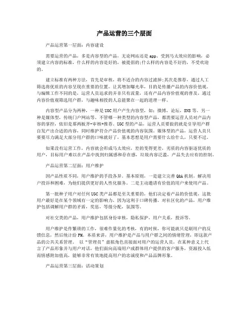 产品运营的三个层面