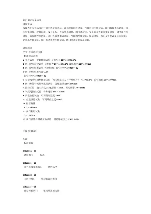 阀门国家安全标准
