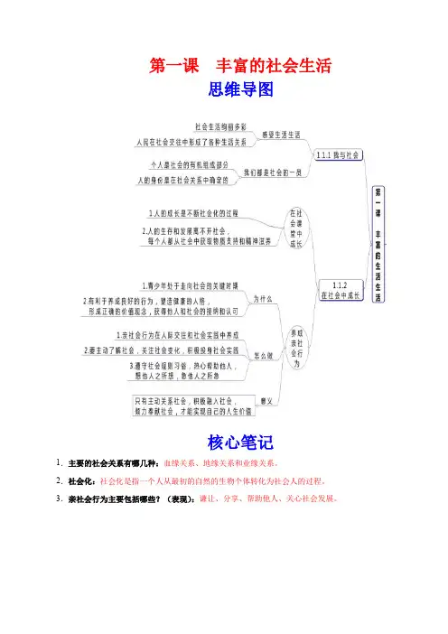 第1课 丰富的社会生活-道德与法治八年级上册教材划重点