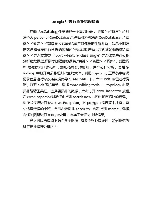 arcgis里进行拓扑错误检查