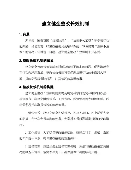 建立健全整改长效机制