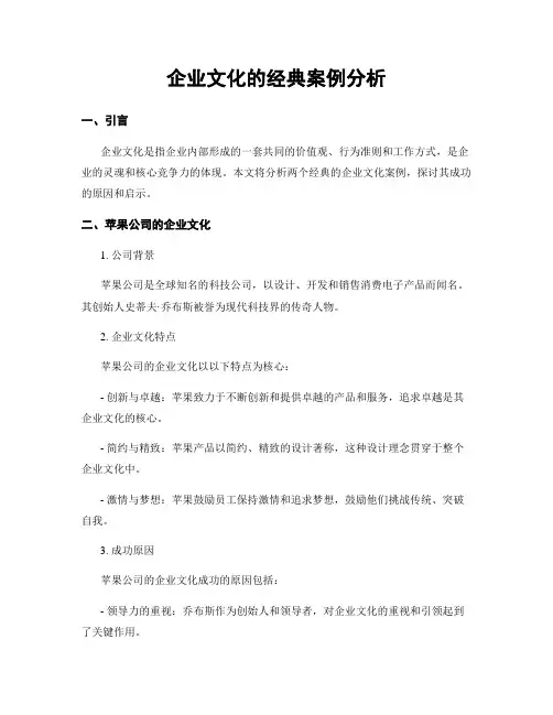 企业文化的经典案例分析