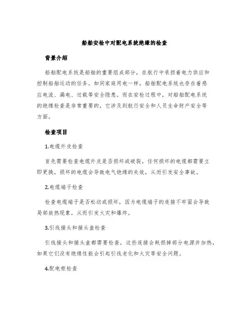船舶安检中对配电系统绝缘的检查